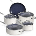Nuwave Healthy Duralon Blue Ceramic Nonstick Coated 9pc Cookware Set Scratch-Resistant Diamond Infused PFAS Free Induction Ready &amp Evenly Heats Oven Safe Tempered Glass Lids