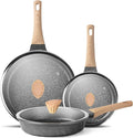 YIIFEEO Non Stick Frying Pan Set - Stone Skillet Set Kitchen Omelette Pans Induction Chef' Pan Grainte Cookware Set Nonstick Frying Pans with Lid(8inch&amp9.5inch&amp11inch)