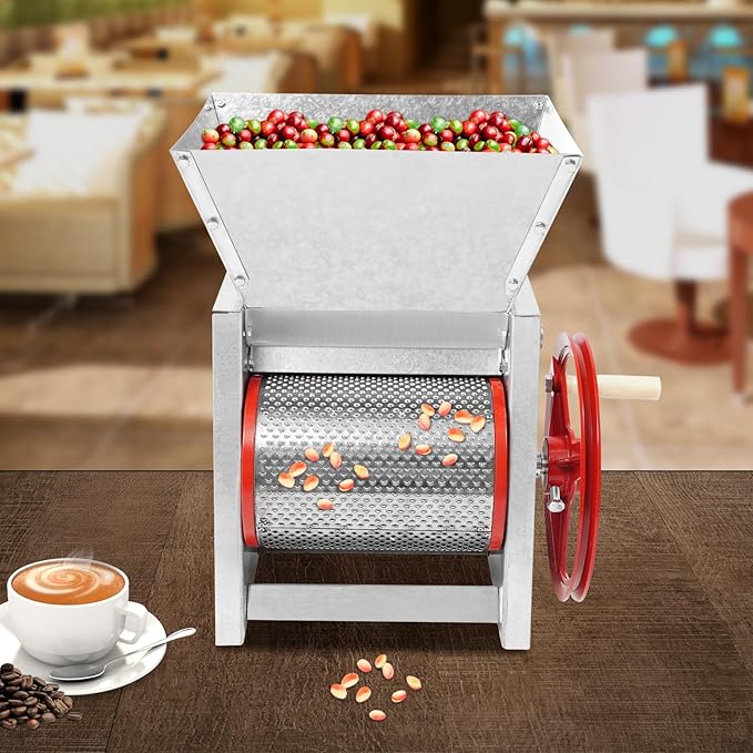 Coffee Beans Peeling Machine Hand Crank C-offee B-ean Shelling machine with Large Opening Feeding Mouth 19.69x11.81x22.05in Commercial Stainless Steel Coffee Bean Peeling Machine 66.14-220.46lbs/h