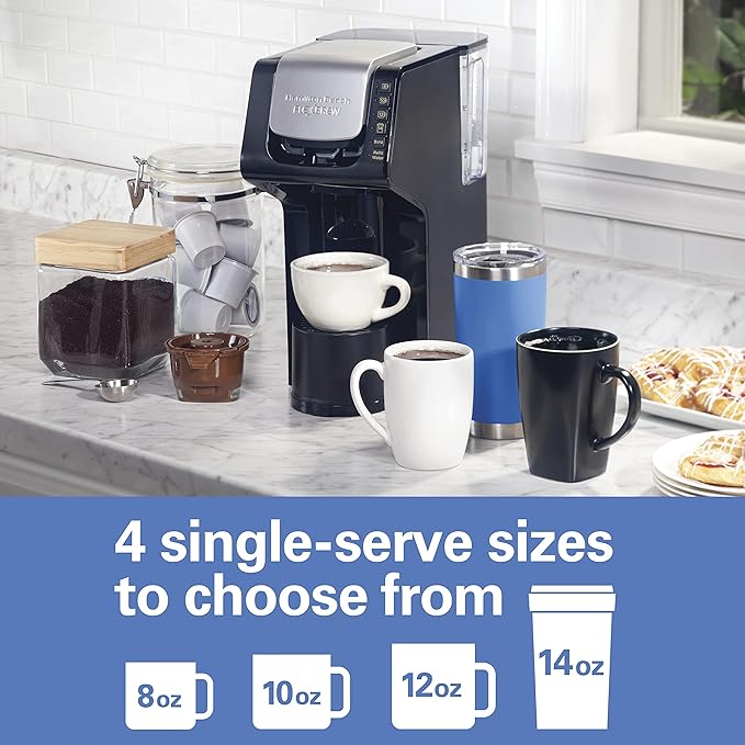 Hamilton Beach Gen 4 FlexBrew Single-Serve Coffee Maker with Removable Reservoir Compatible with Pod Packs and Grounds 50 oz. 4 Fast Brewing Options Black