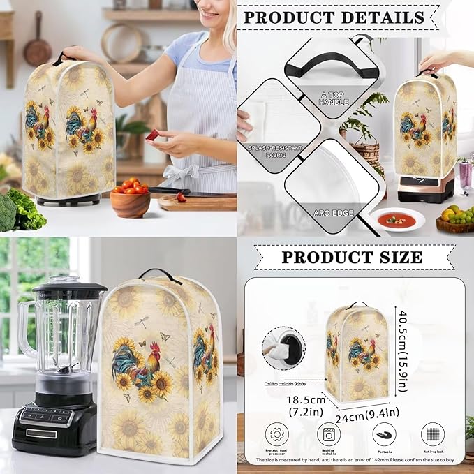 Appliance Covers for Kitchen Counter Sunflower Toaster Cover Rooster Toaster Covers 4 Slice Wide Slot Blender Covers Washable Dust Cover Kitchen Appliance Covers Slow Cooker Cooker Cover