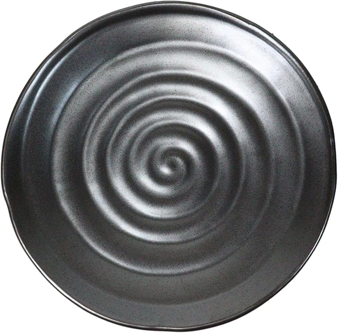 Ebros Gift Iron Black Clay Underglaze Technique Tetsu Kesho Porcelain Dinnerware Kitchen Set Asian Japanese Restaurant Supply (Pack Of 5 Round Dinner Plates 8.75 D)