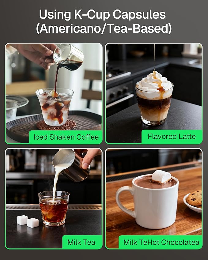 HBN 3-in-1 for Nespresso Capsule &amp K-Cup Pods &amp Ground Coffee Multi Coffee Maker Single Serve 19Bar Programmable One-Touch Brewing Espresso Machine 20oz Removable Water Tank 1450W Fast Heat