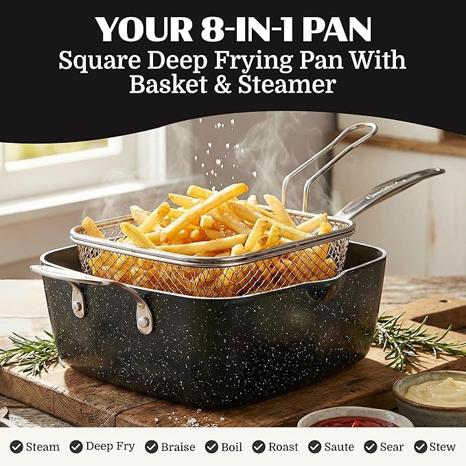 Granitestone Ceraluxe 20 Pc Ceramic Cookware Set Nonstick Complete Pots and Pans Set Non Stick with 5 Pc Bakeware Set Deep Frying Pan Set &amp Steamer Non Toxic PFOA Free Oven &amp Dishwasher S