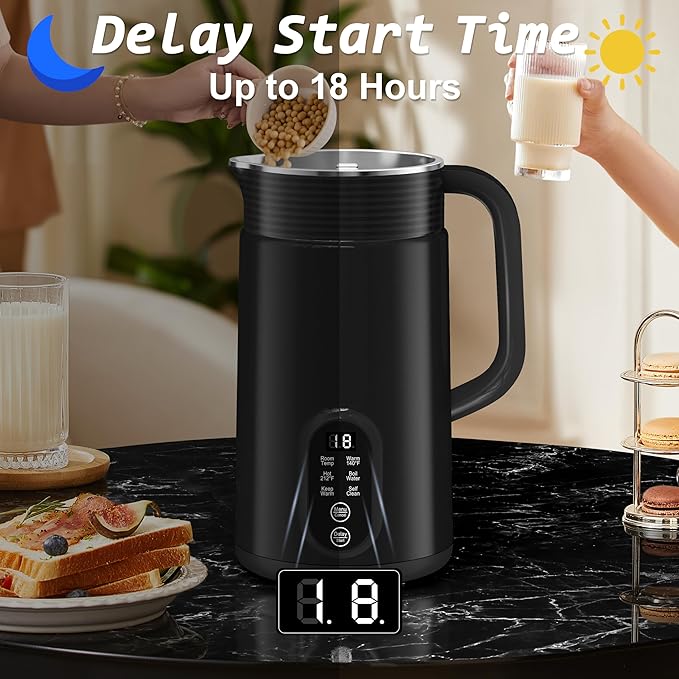 𝟲 𝗶𝗻 𝟭 Nut Milk Maker Machine 20 oz(600ml) Homemade Almond Soy Oat Plant-Based and Non-Dairy Beverages Almond Miilk Makerr Delay Start/Boil Water/Keep Warm Soy Milk Machine Nut Milk Bag