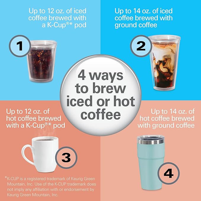 Hamilton Beach FlexBrew Advanced 4-in-1 Single Serve Hot &amp Iced Coffee Maker with Removable 45 oz. Water Reservoir Use Pod Packs and Grounds Fast Brewing LED Touchscreen Black (49925)