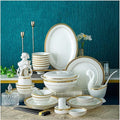 Dinnerware Set Luxury Family Dinner Service Set 30/56/60Pcs Ceramic Dinnerware Set Bone China Tableware Dishes Plates Ceramic Combination Dinner Service Set Porcelaine S