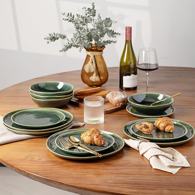AmorArc Ceramic Dinnerware SetsHandmade Reactive Glaze Stoneware Plates and Bowls SetsHighly Scratch Resistant | Dishwasher &amp Microwave Safe Dishes SetService for 8 (24pc)