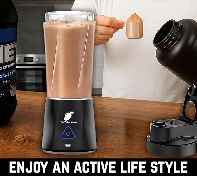 TORPEDO Portable Blender (Black) Cordless 24oz. Vessel Personal Blender for Shakes &amp Smoothies BPA Free Leakproof Sip Lid &amp Self Cleaning - Travel with 6 Sharp Blade USB - C Metal Cable