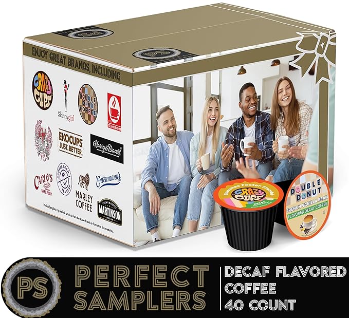 Crazy Cups Flavored Decaf Coffee Pods Variety Pack Compatible with Keurig K Cups Brewers 40 Count Assorted Decaffeinated Flavored Coffee Sampler(Pack of 1)