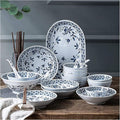 Dinner Set for Luxury Restaurant and Home Ceramics Dinner Sets Blue and White Porcelain Dinnerware Set of 45 | Simplicity Cereal Bowl and Steak Plate Set