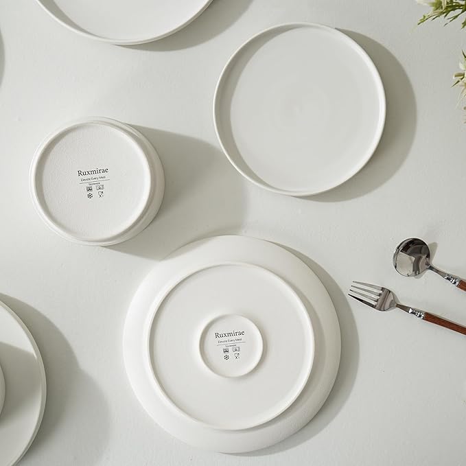 Stoneware Cereal and Soup Bowls Set of 4 6 Inch Matte Glaze Ceramic Bowls for Breakfast &amp Oatmeal Microwave and Dishwasher Safe Matte White