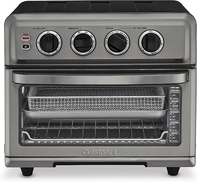 Cuisinart Air Fryer Toaster Oven with Grill 1800W 8-1 Air Fryer Oven with Bake Convection Bake Grill Broil and Warm Options Large Capacity 60-Minute Timer TOA-70BKS Black SS