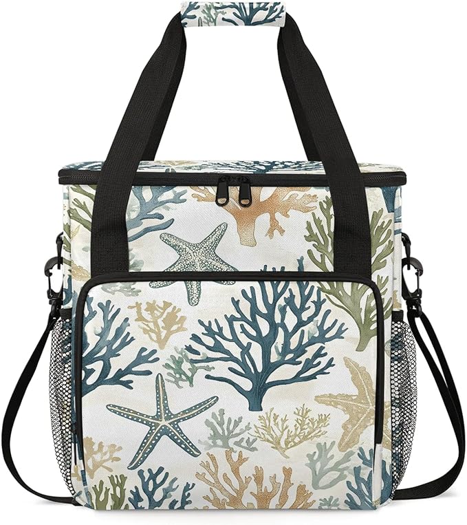 Starfish Beach Coffee Maker Travel Bag Cute Insulated Grocery Bag Travel Picnic Leakproof Cooler Bags With Shoulder Strap