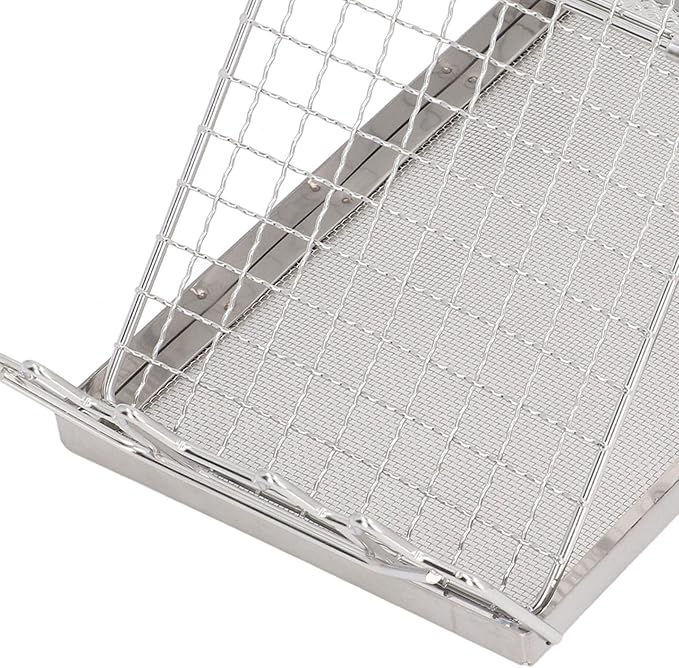 Camp Stove Toaster Tray Rack Stainless Steel Foldable Portable Camping Stove Toaster Sturdy Metal Mesh Bracket for Outdoor Cooking Includes Storage Bag for Picnic BBQ Camping Fi