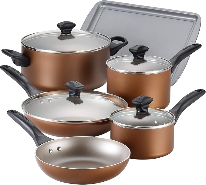 Farberware nonstick 11pce Aluminium cookware tools and bakeware set - Copper