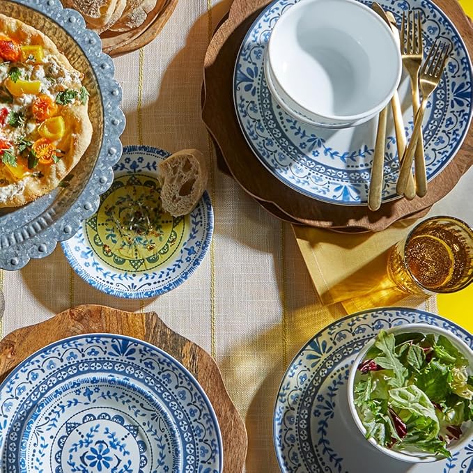 Corelle Vitrelle Glass Dinnerware Set Chip &amp Crack Resistant Triple Layer Glass 12-PC Dinnerware Set Portofino