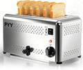 PYY Toaster Pop Up Wide Slots 1.57 inch Stainless Steel 6-Level Setting with Removable Crumb Tray 225 Slices/Hour 1800W - Bread Bagels Breakfast Texas Toast Restaurant Commercial