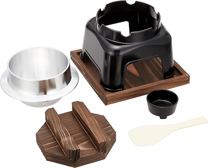 Endoshoji TKG Tabletop Rice Pot Aluminum Pot Set of 1 Cooking Tasty Easy to Serve Rice Width 7.7 x 7.7 x 8.5 inches (195 x 195 x 215 mm) Solid Fuel Plate Inner Diameter x Height 2.2 x 0.9