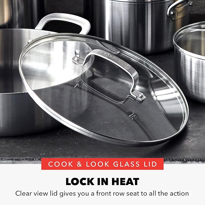 GreenPan x Bobby Flay 10 Piece Stainless Steel Cookware Set Tri-Ply Multiclad Pots &amp Pans Professional Grade Oven &amp Broiler Safe to 600°F Dishwasher Safe Durable Induction Compatible Si