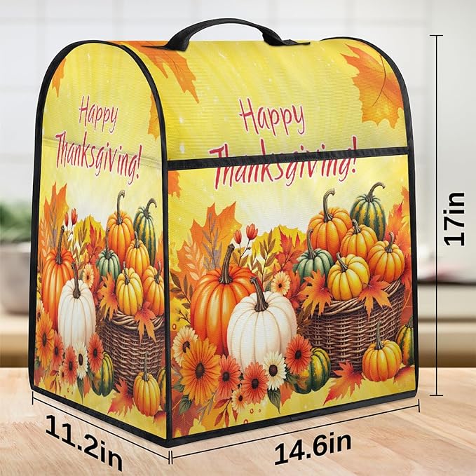 cfpolar Kitchen Aid Mixer Cover Compatible with 6-8 Quarts Thanksgiving Pumpkin Sunflower Stand Mixer Cover Kitchen Aid Mixers Accessories Appliance Organizer Bag Dust Covers with Zipper Pocket