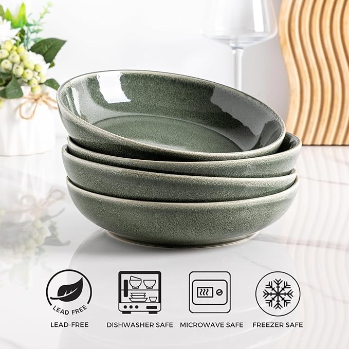 AmorArc Ceramic Dinnerware Sets for 4 12 Pieces Handpainted Plates and Bowls Set with Reactive Glaze Scratch Resistant Stoneware Dishes Set Dishwasher &amp Microwave Safe (16pc)