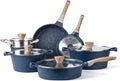 Country Kitchen Non-Stick Cast Aluminum Cookware Set - Durable Kitchen Cookware for Everyday Cooking Navy 11 Pc.