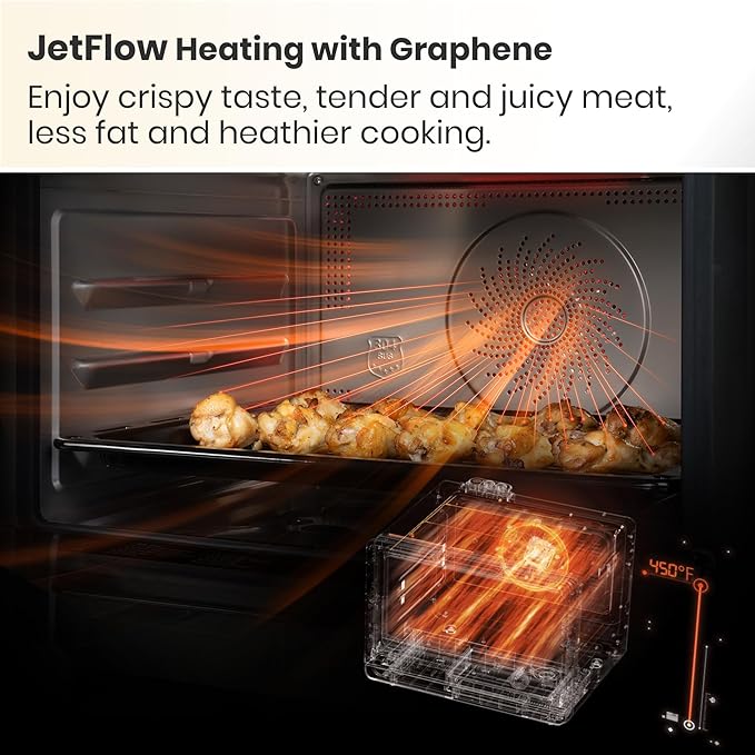 VAL CUCINA 7-in-1 Steam Convection Oven Countertop with Air Fry Bake Sous Vide Ferment Built-in Recipes | Anti-Scalding Self Clean Food-grade Stainless Steel Cavity &amp Accessories | 1500W
