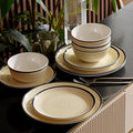 Melamine Dinnerware Set for 4 12Pcs Dinnerware Sets Lightweight Plates And Bowls Sets Morden Dishes Sets for Indoor and Outdoor Use Dishwasher Safe BPA Free(Off White)