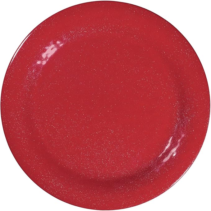 UPware 12 Piece Twinkle Dust Melamine Dinnerware Sets Outdoor Dishes Set Plates and Bowls Sets Christmas Decorations Service for 4 Red