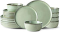 GBHOME Ceramic Dinnerware Sets for 6 18 Pieces Stoneware Plates and Bowls Sets Scratch Resistant Dishes Dishwasher &amp Microwave Safe-Pastel Green