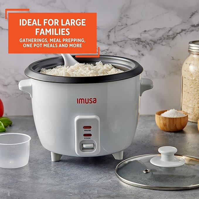 IMUSA Electric Rice Cooker 10 Cup Cooked 5 Cup Uncooked – Ceramic Nonstick Pot Multi Cooker for Rice Quinoa Oatmeal Stew – Keep Warm – Compact for Kitchen Dorm RV