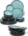 18 piece Ceramic Dinnerware Sets Green Black