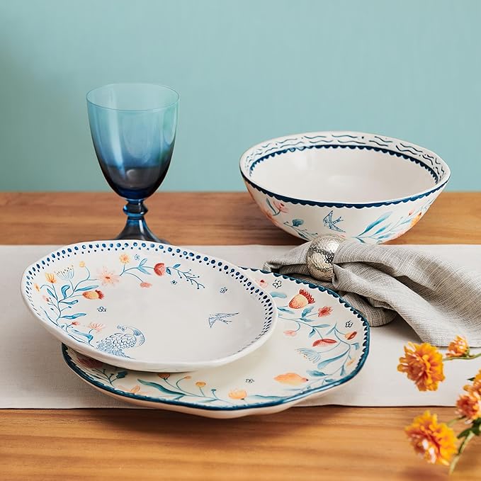 Fitz and Floyd Gracie Floral 12 Piece Dinnerware Set Service for 4
