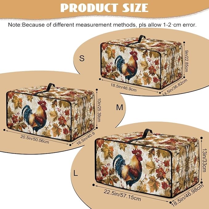 Doojoayie Kitchen Toaster Dust Cover Compatible with 4 Slice Toaster Dust Protection Cover Rooster Print Kitchen Decoration Small Appliance Protector Rooster Print