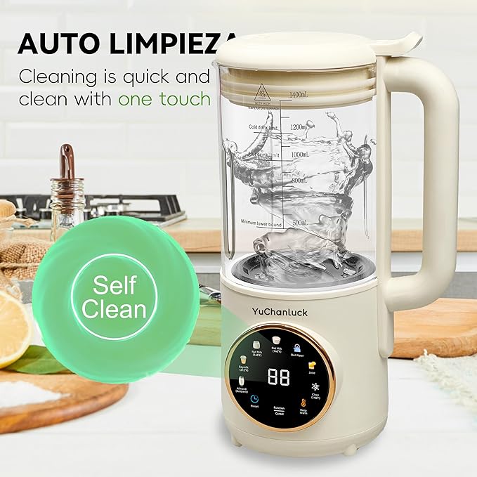 Nut Milk Maker 47ozHomemade Soy MilkAlmond MilkPlant Based MilksOat MilkCoconutBaby FoodElectric Bean and Nut Milk Machine with Delay Start/24 Hours Timer/Keep Warm/Self-Cleaning/Boil Water