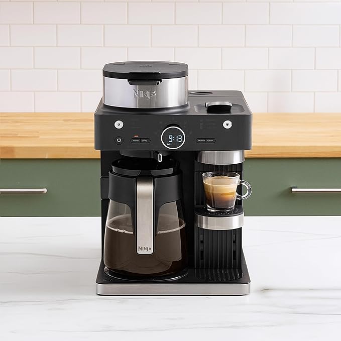 Ninja Espresso &amp Coffee Maker &amp Barista System 3 Espresso Brew Styles Single-Serve Coffee &amp Nespresso Capsule Compatible Built-in Frother Espresso Cappuccino &amp Latte Maker Black