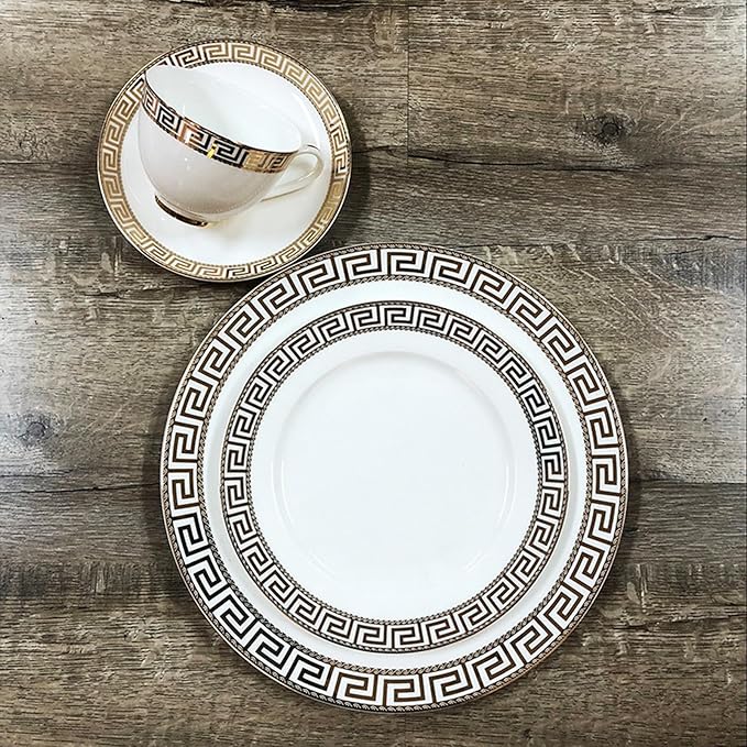 European Style Dinnerware Set Service for 4 Bone China Dinnerware Sets Unbreakable Porcelain Dinner Sets Coffee Cup and Saucer Tableware Set Steak Dinner Plates Dish Set Phnom Penh-001
