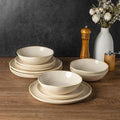 AmorArc Ceramic Dinnerware SetsHandmade Reactive Glaze Stoneware Plates and Bowls SetsHighly Scratch Resistant | Dishwasher &amp Microwave Safe Dishes SetService for 4 (12pc)