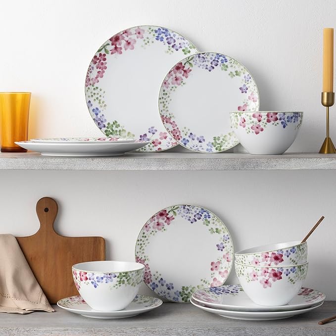Noritake Bloomington Road Colorful 12-Piece Dinnerware Set Service for 4