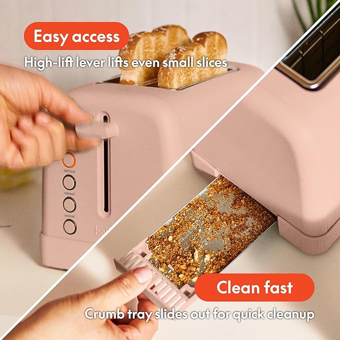 bella 2 Slice Toaster 6 Setting Shade Control w Reheat Cancel Bagel &amp Defrost Buttons Removable Crumb Tray Anti Jam &amp Auto Shutoff Auto Centering Guides &amp Cord Wrap 900 Watt Blosso
