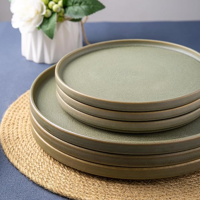 AmorArc Stoneware Dinnerware Sets for 6Reactive Ceramic Plates and Bowls SetHighly Chip and Crack Resistant | Dishwasher &amp Microwave Safe | Round Dishes Set Service for 6 (18pc)