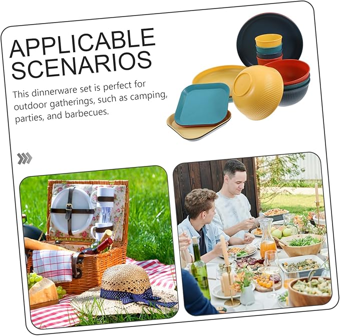 1set Camping Dinnerware Set Plate Bowl Set Material Unbreakable for Outdoor Activities