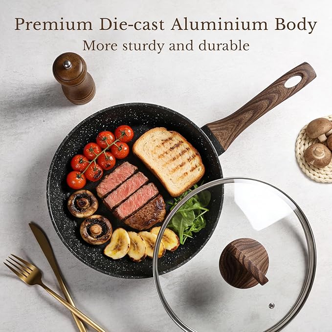 EWFEN 25 Pcs Pots and Pans Set Nonstick Ceramic Cookware Sets Healthy Non-Toxic Large Capacity Induction Compatible Cooking Set with Frying Pans &amp Saucepans PFAS/PTFE/PFOA Free Classic Blac