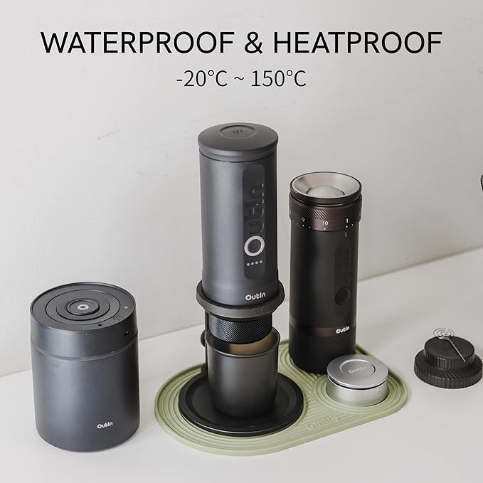 OutIn Nano Portable Electric Espresso Machine Electric Coffee Grinder Silicone Coffee Mat