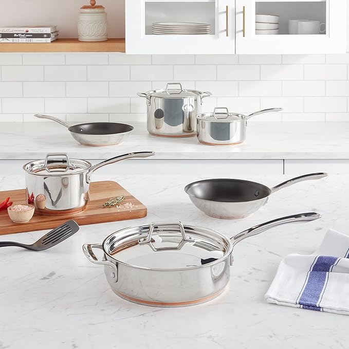 MIU France 10-Piece Copper Core Cookware Set Silver