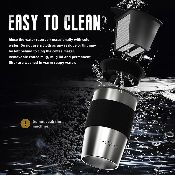 Portable Coffee Maker for Travel Camping Car Compact Drip Coffee Machine Single Serve with 10 oz Travel Mug for Traveling RV Office Home and Dorm 12V Black