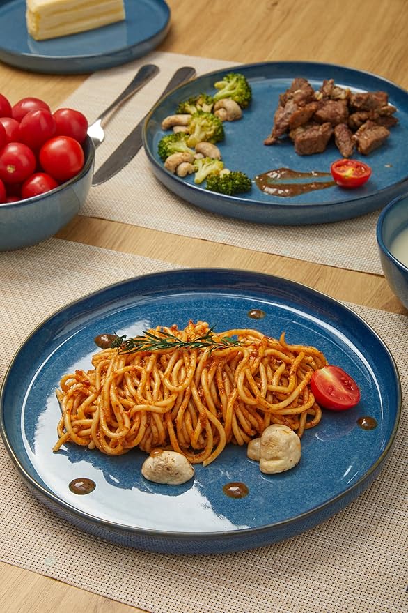 Ceramic Dinnerware Set12 Piece Modern Dish Set for Stylish GatheringsMicrowave &amp Dishwasher SafeChip-Resistant Plates and Bowls Sets for 4 – Beauty Meets Durability