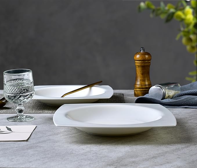 Dinnerware Set for 6 Plates and Bowls Set Includes 9.25 Inch Dinner Plates &amp Salad Plates Microwave &amp Dishwasher Safe Oven Safe White Dish Set for Kitchen Dishware for Daily Use