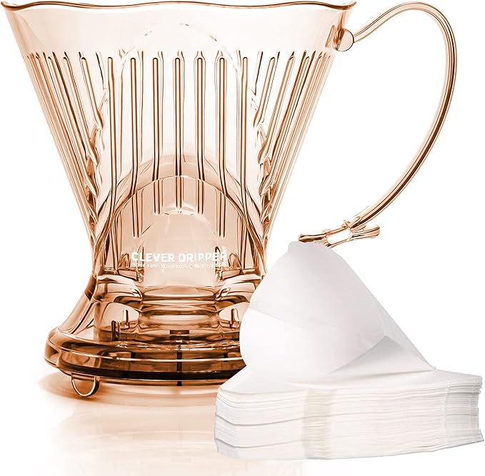 Clever Coffee Dripper and Filters Large 18 oz Original Classic Design Safe BPA Free Plastic dripper coffee maker drip coffee maker pour over 100 filters coaster and lid